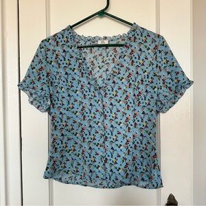 Aritzia Little Moon Blue Floral Blouse